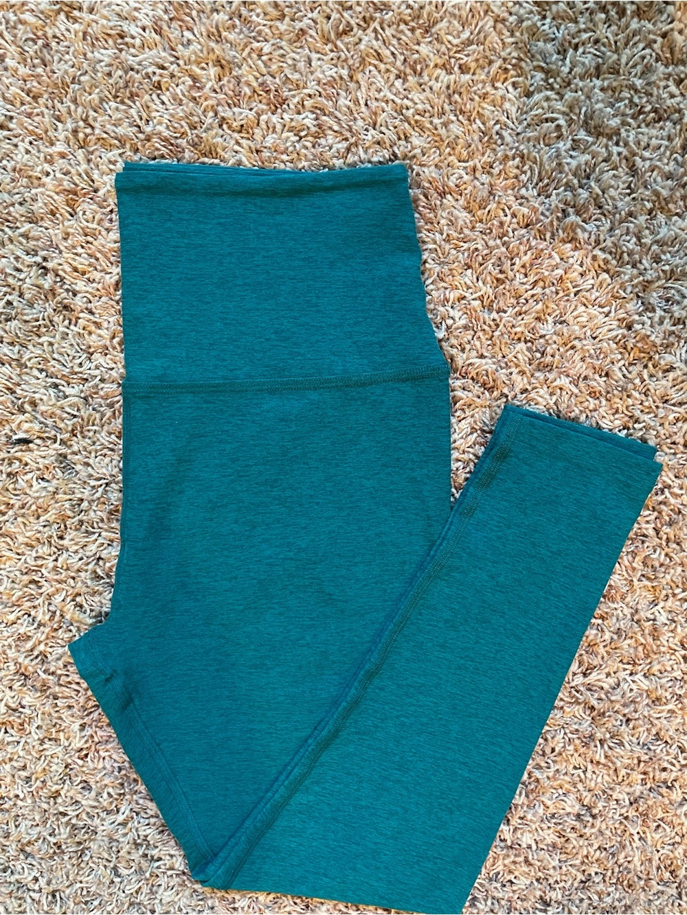 Beyond Yoga High-Waist Teal Leggings Women Size L Soft Stretch Pilates Mom Chic